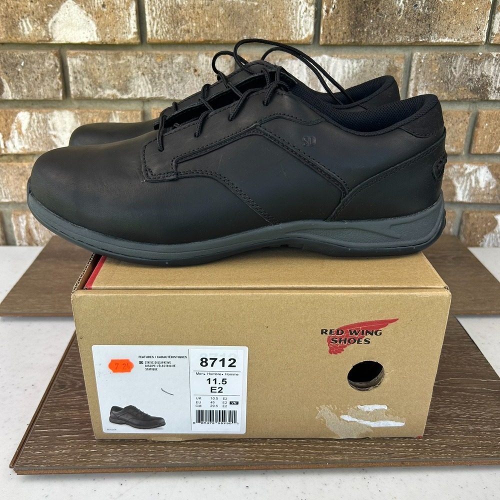 RedWing 8712 ComfortPro Soft Toe Work Shoes Mens 11.5 E2 Black Lace Up NEW